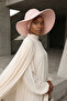 Combed Cotton Bonnet Turban with Detachable Bow on the Back, S-4, Powder