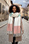 Tasseled boucle scarf shawl 40x210 cm 1290 powder