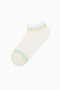 Colored Line Pink White Rib 3-Piece Booties Socks - 2