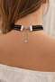 Signature Collection Velvet Centered Leather Detail Choker – Adjustable Chain - 3