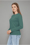 Women's Crew Neck Long Sleeve Basic T-Shirt - 100% Cotton Casual T-Shirt - Green - 4