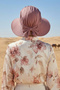 Combed Cotton Bonnet Turban with Detachable Bow on the Back, S-4, Dusty Rose - 2