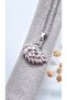 Pink Stone Steel Necklace with Swan Figure - 3