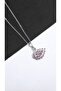 Pink Stone Steel Necklace with Swan Figure