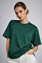 Women's Green 100% Cotton Oversize Basic T-Shirt – Relaxed Fit Relaxed Crew Neck T-Shirt - 6
