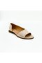 Beige Leather Open Toe Women's Ballerinas - 3