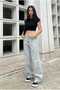 Avril Baggy Acid Wash Buckle Detail Loose Fit Wide Leg Casual Baggy Jean Denim Baggy Women's Pants - 4