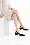 Pointed Toe Buckle Detailed Women's Short Heeled Shoes - 4
