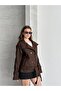Double-Breasted Stand-Up Collar Short Coat with Belt - 2