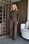 Brown Belt-Detail Trouser Shirt Set - 8862