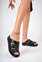 Genuine Leather Women's Black Leather Slippers Dp62-0213 - 3