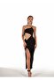 One-Shoulder, Mid-Shoulder, Slit, Flexible Ellie Dress, Black - 3