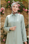 Buttoned Viscose Tunic 6116-09 Green - 4
