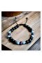 Real Natural Stone Healing Bracelet - Courage Success Peace Money Student (Amethyst, Aquamarine, Onyx Hematite) - 7