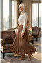 Elastic Waist Pleated Skirt 0213-07 Caramel - 2