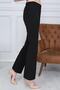 Flared Leg Elastic Waist Lycra Fabric Trousers Black Without Pockets - 2