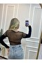 Women's Luxury Quality Transparent Detailed Tulle Stretch Fabric Blouse - 4