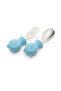 Premium Children's Bpa Free Quality Silicone Handle Stainless Steel Tip Fork-Spoon Blue - 7