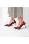 Nadia Burgundy Snake Printed Real Leather Stiletto – 9 cm Heel