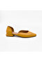 Mustard Yellow Genuine Leather Low Heeled Women's Shoes