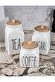 3-Piece White Porcelain Sugar Tea Coffee Storage Jar Set (Tea Sugar Coffee) Jar Set - 4