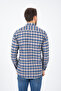 Men's Blue Winter Shirt Classic Cut with Checkered Pockets - 4