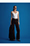 72108 Velvet Wide Leg Trousers-Brown - 2