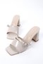 Women's Heeled Beige Slippers 001 K302 - 3