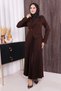 Jacket Look Skirt Pleated Dress 3700 Brown - 3