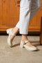 Clarissa Women's Beige Orthopedic 4 cm Heeled Buckle Round Toe Ballerina Ballet Classic Shoes - 4