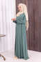 Zippered Sleeve Cuffs Gathered Mevlana Ferace 6007 Mint - 3