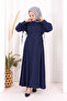Lacing Detailed Dress 6015 Navy Blue - 2