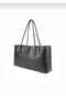 Women's Zippered Knitted Detail Baguette Hand and Shoulder Bag Black - 5