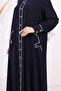 Floor-Length Buttoned Ferace Dress 3975 Navy Blue - 6