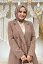 Button Detailed Short Jacket Trousers Set 8352 Mink - 4