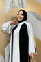 Two Color Piece Detail Balloon Sleeve Look Dress 3799 Black - 4
