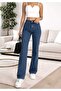 Tokyo Blue Stretch Fabric Super High-Waist Relaxed Leg Denim Palazzo Pants - 7