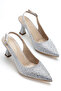 Satin Stone Women's Pointed Toe Thin Heeled Evening Dress Shoes - 7