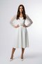 WOMEN'S HEART-NECK, TULLE-TRIMMED SLEEVES, CLIP DETAIL, STRETCH FABRIC, MID-LENGTH, FLARED, ENGAGEMENT AND WEDDING INVITATION DRESS - 3