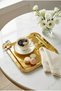 Single-Sided Gold 6-Piece Luxury Butterfly-Detail Tray 22X22 cm – Tea, Coffee and Promise Tray - 6