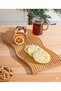 Premium Bamboo Wave-Shaped Serving Tray - Aesthetic Coffee Side Tray and Snack Serving Plate