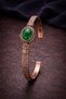 Women's Copper Bracelet Natural Green Agate Stone Cylinder Model Pure Copper Bracelet - 4