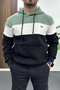 Men's Slim Fit Color Block Hooded Sweatshirt Light Green Edw438