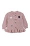 Knitwear Baby Girl Ruffled Floral Embroidery Cardigan Set Powder - 4