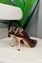 Women's Alexal Brown Patent Leather Back Buckle Detail 10 cm Thin Heeled Shoes & Stilettos - 4