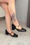 Women's Emila Black Suede Patent Leather Detail 6 cm Thick Heeled Shoes - 8