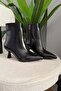 Women's Fairy Black 7cm Heeled Pointed Toe Zippered Boots