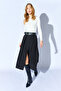Thick Belt Detail Pleated Midi Skirt-Black | MKS2910555-1
