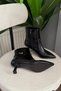 Women's Fairy Black Buckle 7cm Heeled Pointed Toe Zippered Boots - 3
