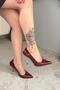 Women's Alexal Burgundy Patent Leather Back Buckle Detail 10 cm Thin Heeled Shoes & Stilettos - 5